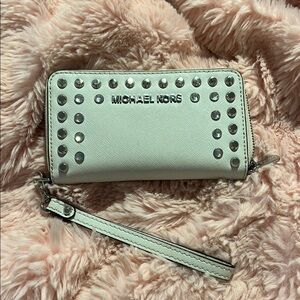 Michael Kors White Studded Wristlet Wallet